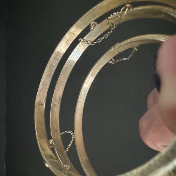 Sterling Silver Bangle Bracelets, Set of 3 - Picture 7 of 9